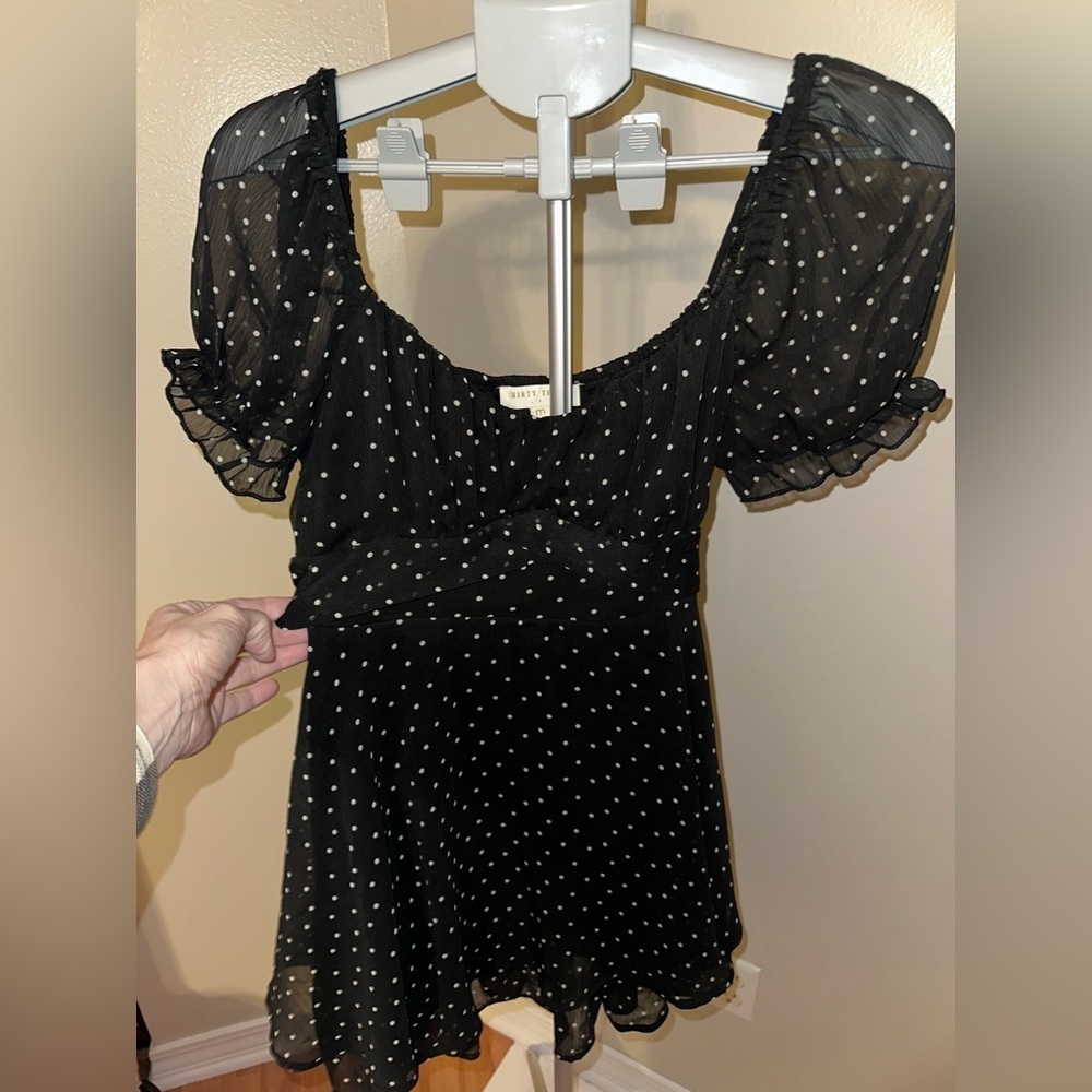 Thirty Thirty Black Polka Dot Chiffon Blouse